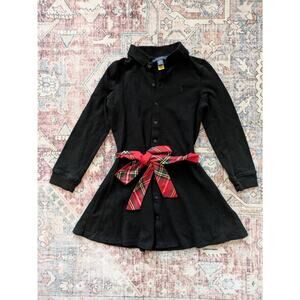 Polo Ralph Lauren Girls 5 Small Black Oxford Plaid Belted Dress Classic
